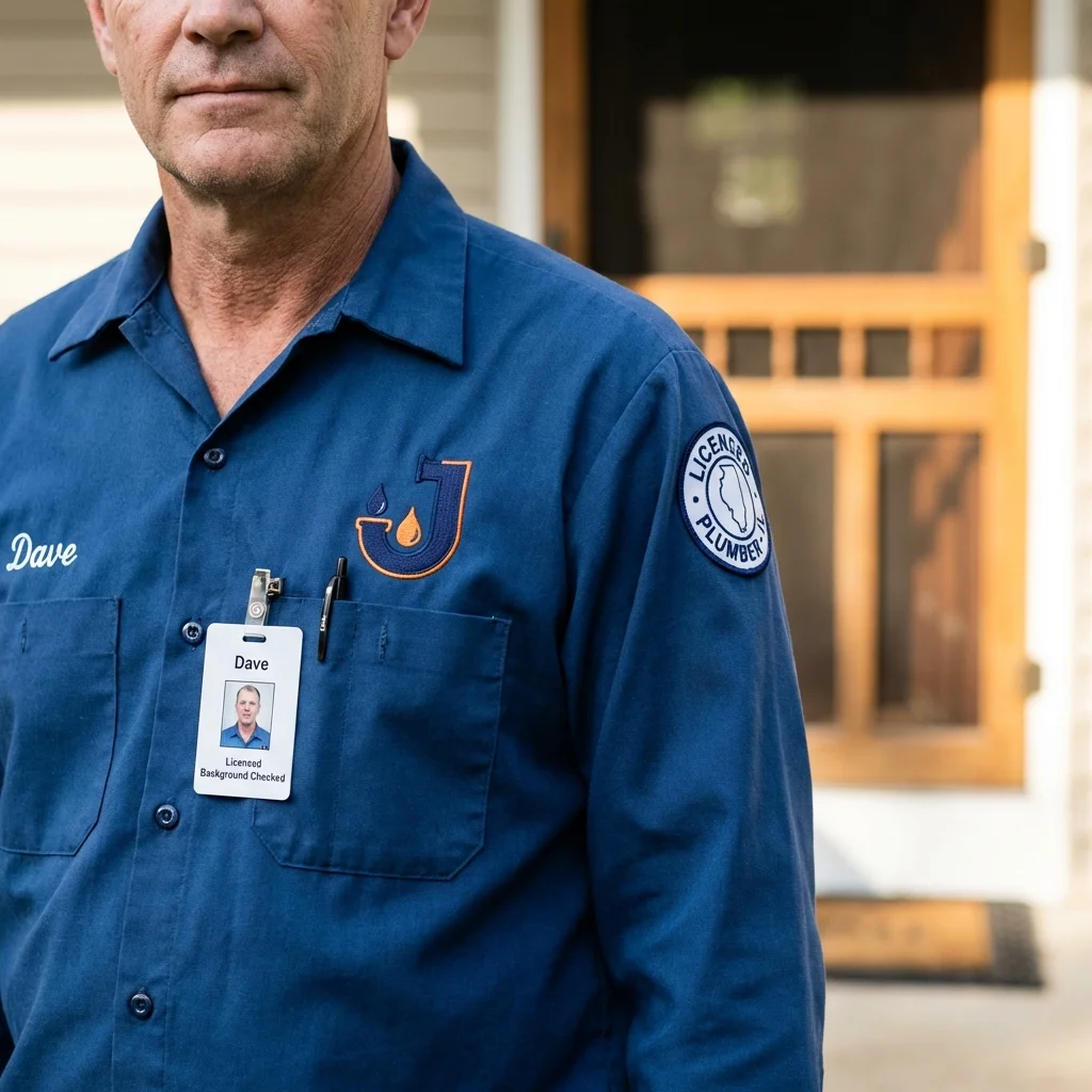 Licensed plumber showing ID badge in Bonney Lake, WA