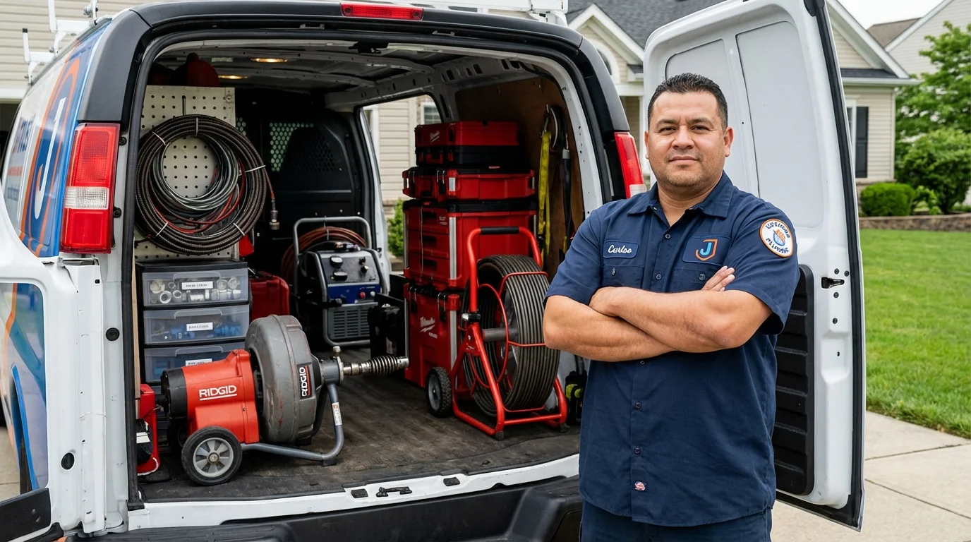Professional drain cleaning equipment and Johns Plumbing LLC plumber in Bonney Lake