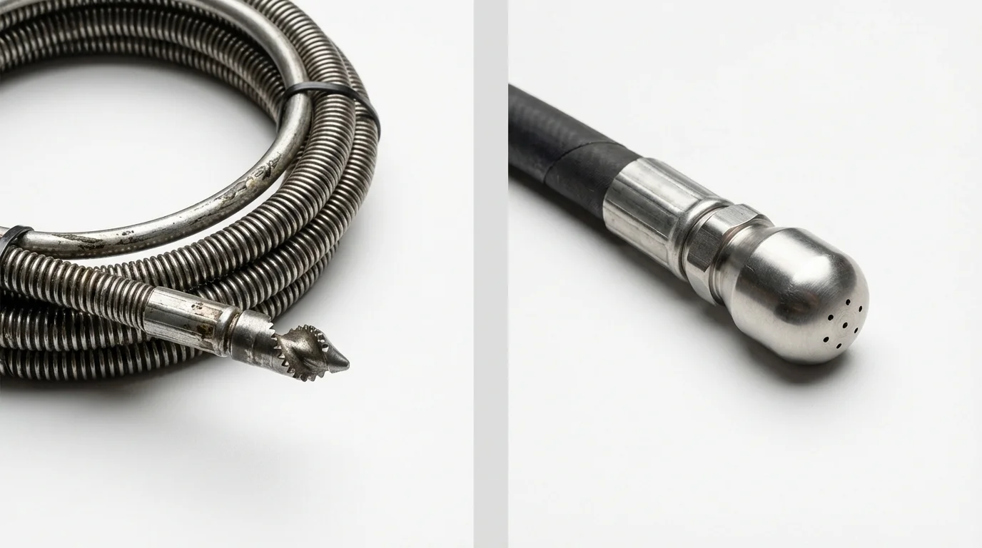Drain snake cable and hydro jetting nozzle used for drain cleaning in Bonney Lake, WA