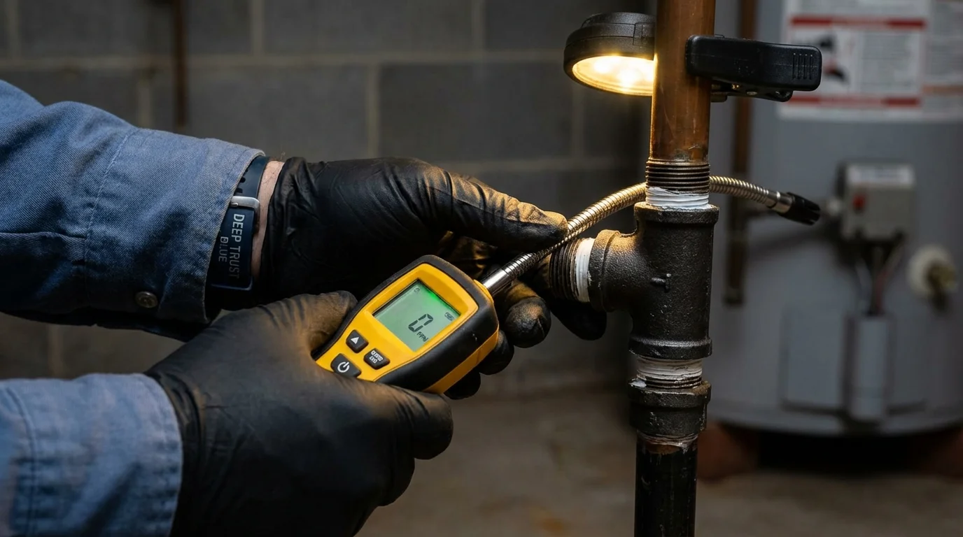 Gas leak detection with electronic sniffer by Johns Plumbing LLC in Bonney Lake