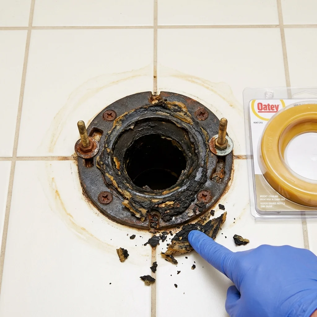 Failed wax ring showing water seepage at the base of a toilet in a Bonney Lake, WA home