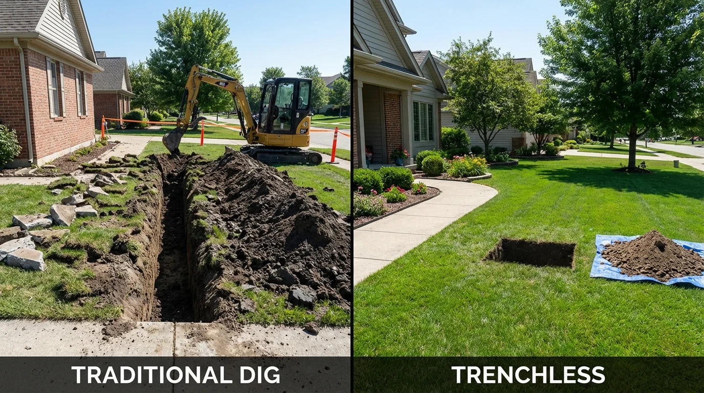 Trenchless sewer repair with minimal yard damage versus traditional excavation in Bonney Lake, WA